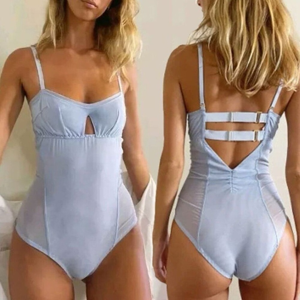 NWT Free people HAH periwinkle under the wire bodysuit size large - Picture 2 of 8